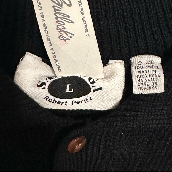 Robert Peritz Polo Sweater Wool Black Size Large New With Tags Bullocks 1980s - Picture 5 of 6